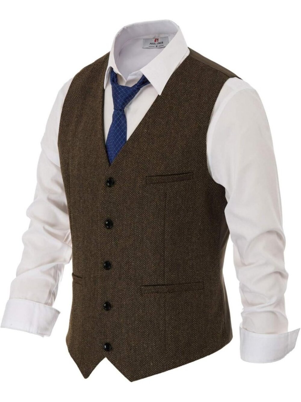 Vintage Herringbone Wool Blend Waistcoat | Men's Tweed Suit Vest | Classic Style